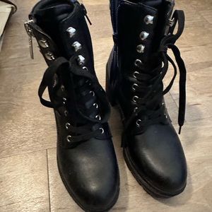 Nine West lug sole combat heeled booties